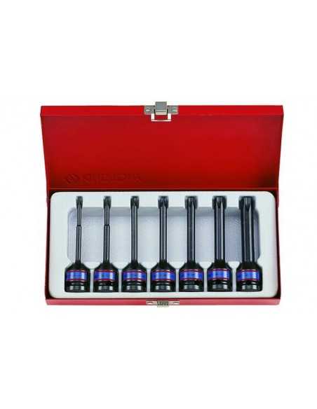 KING TONY NASADKI UDAROWE Z KOŃCÓWKĄ TORX 1/2" 7 elem. DŁUGIE T25 - T60, KASETA