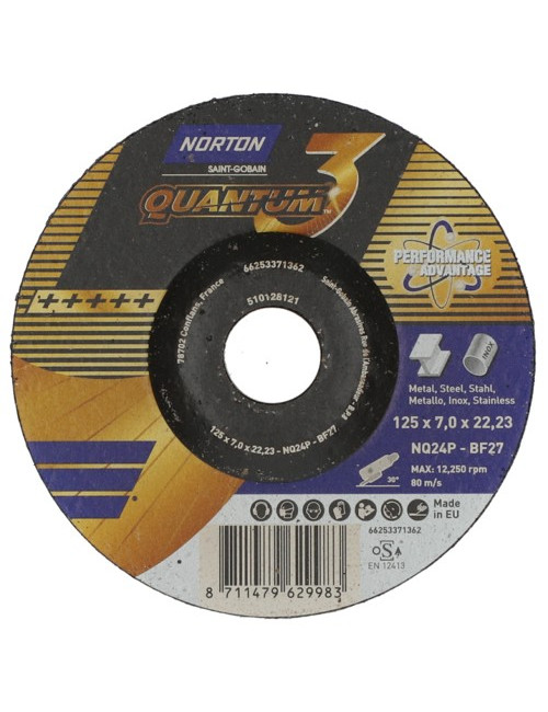 NORTON TARCZA QUATNUM DO METALU 125mm x 7.0mm x 22.2mm -T27