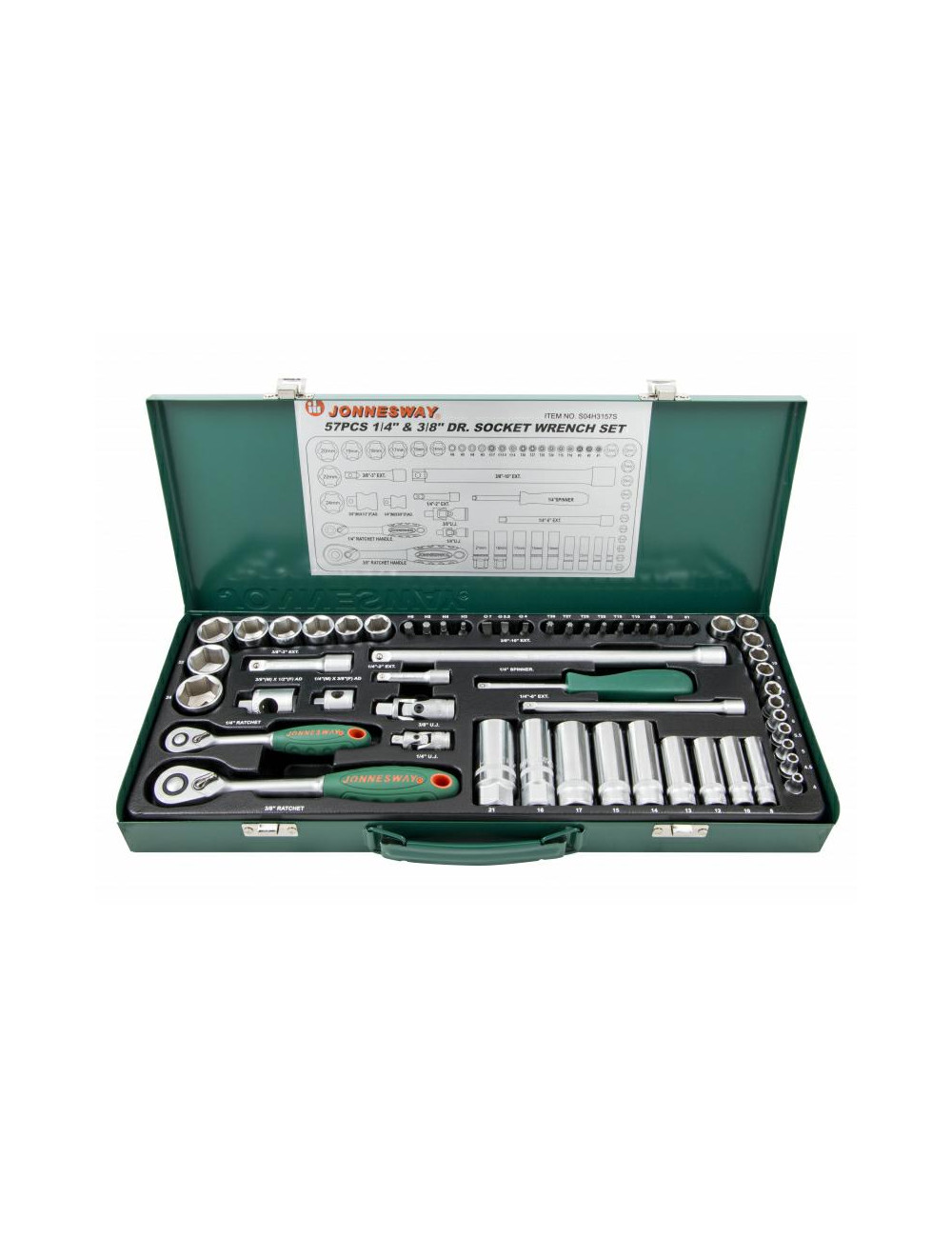 JONNESWAY KLUCZE NASADOWE 1/4", 3/8" KOMPLET 57 elem. S04H3157S