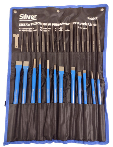 ZESTAW WYBIJAKÓW I PRZECINAKÓW 28szt SILVER