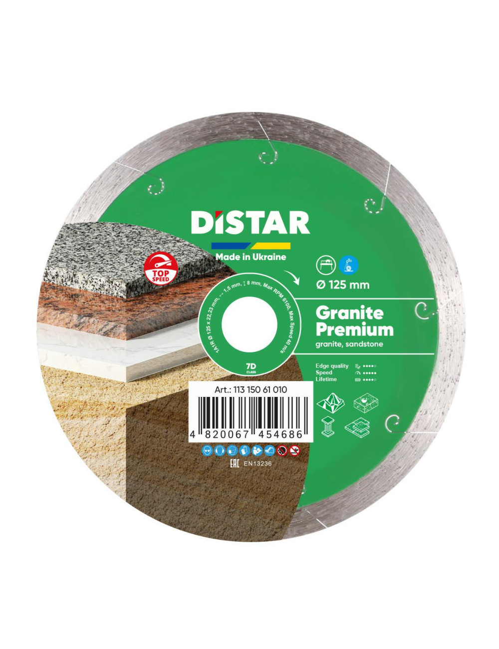 DISTAR TARCZA DIAMENTOWA GRANITE PREMIUM 125 x 1,5 x 8 x 22,23mm