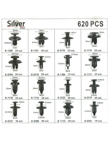 SPINKI KOŁKI DO TAPICERKI 620szt SILVER