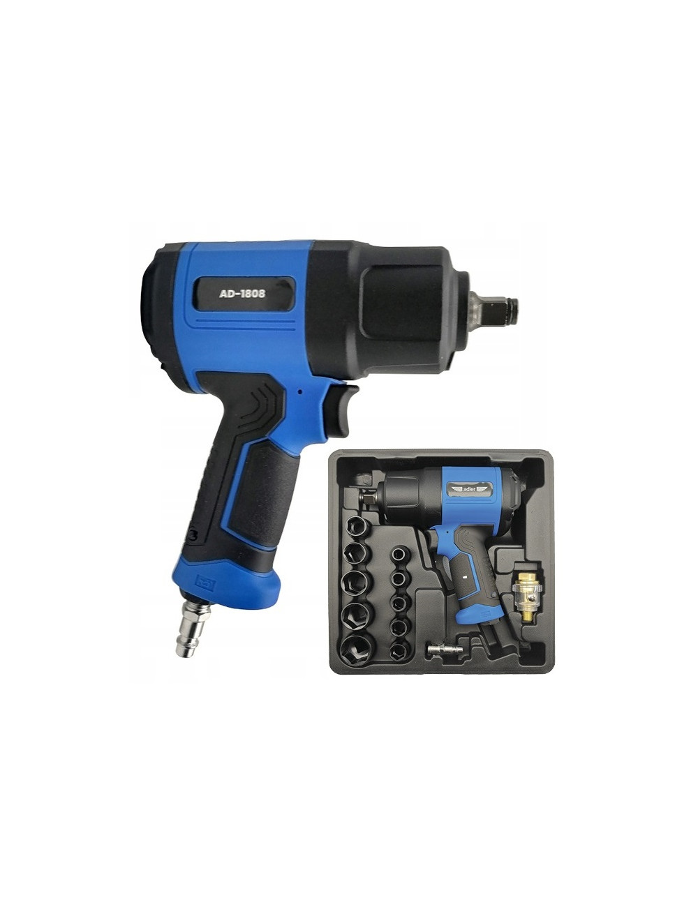 ADLER KLUCZ UDAROWY PNEUMATYCZNY 1/2" 1650Nm + NASADKI KOMPOZYT