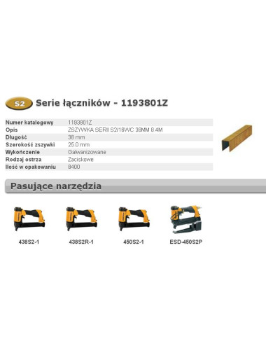 BOSTITCH ZSZYWKI S2 16WC 38mm 8400 szt.