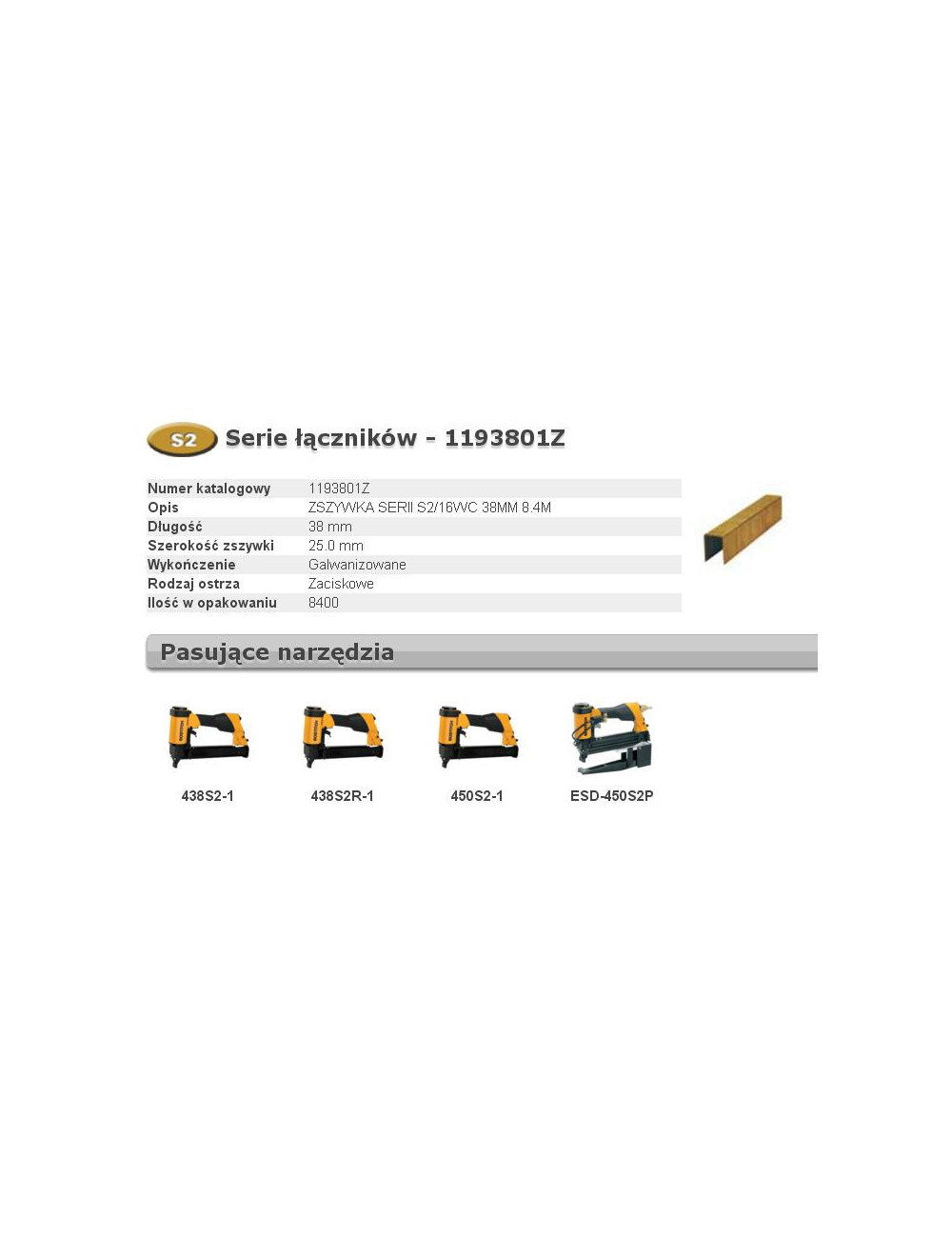 BOSTITCH ZSZYWKI S2 16WC 38mm 8400 szt.