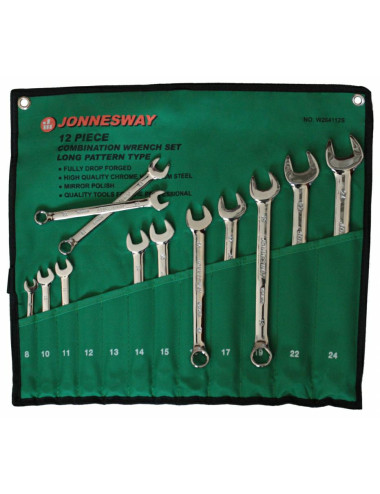 JONNESWAY KLUCZE PŁASKO OCZKOWE 12szt 6 KĄTNE DŁUGIE W264112S