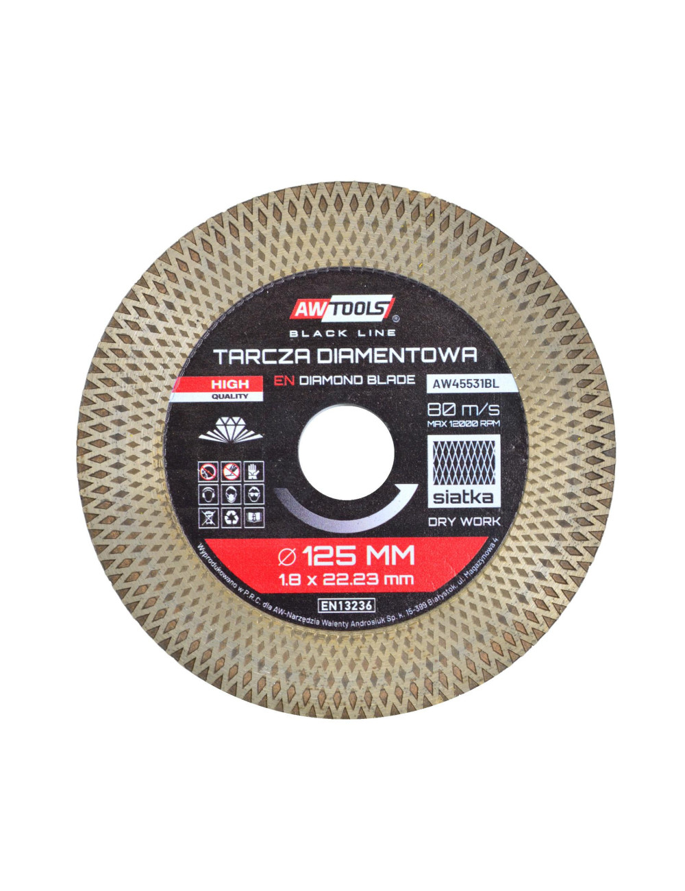 AWTOOLS TARCZA DIAMENTOWA 125mmx1,9x22,2 TURBO BLACK LINE