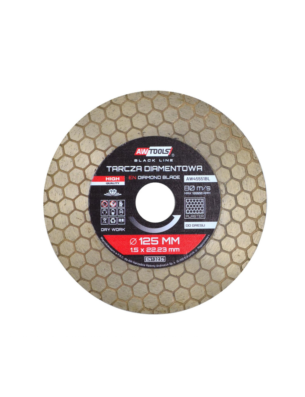 AWTOOLS TARCZA DIAMENTOWA 125x22,2 PLASTER MIODU 2w1 BLACK LINE