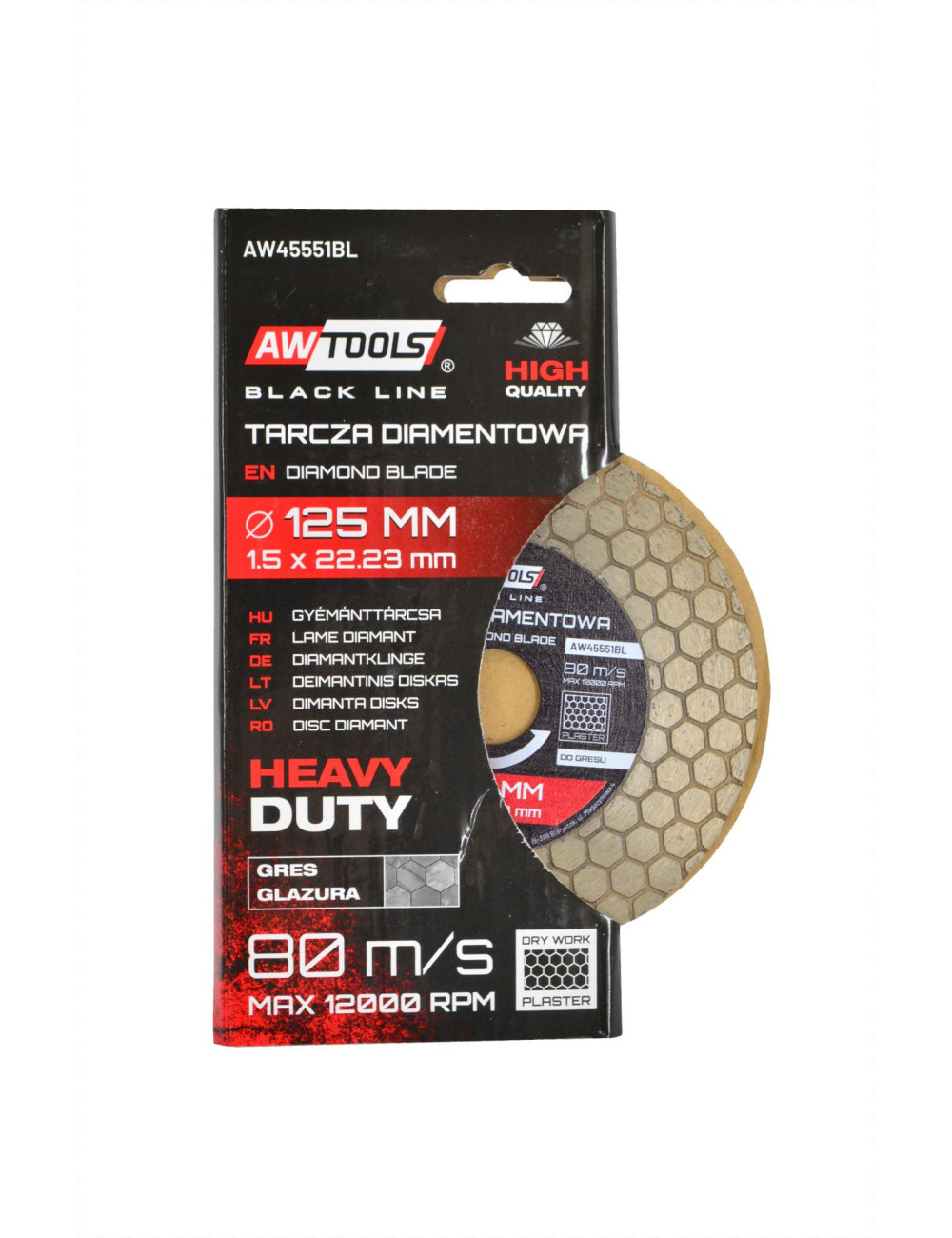 AWTOOLS TARCZA DIAMENTOWA 125x22,2 PLASTER MIODU 2w1 BLACK LINE