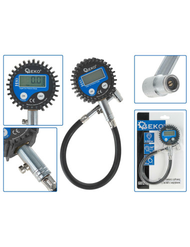 MANOMETR SAMOCHODOWY CYFROWY Z WĘŻYKIEM GEKO