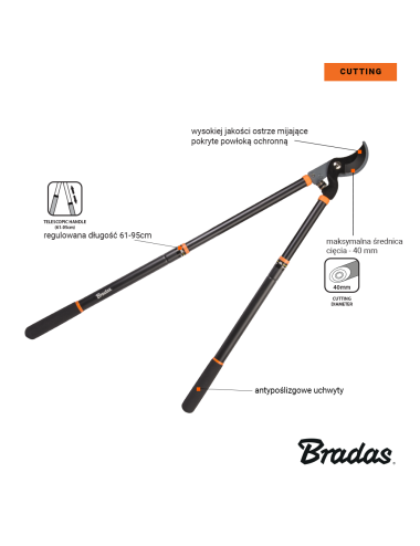 SEKATOR DO GAŁEZI V-SERIES-D OSTRZE MIJAJĄCE 40mm TELESKOWPOWY