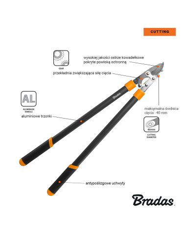 SEKATOR DO GAŁĘZI V-SERIES-P OSTRZE MIJAJĄCE 40mm ALUMINIOWY