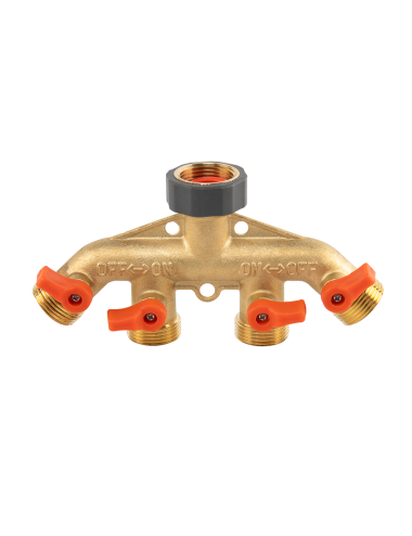BRADAS ROZDZIELACZ 4-DROŻNY GW 3/4"x GZ 3/4" MOSIĄDZ Z ZAWORAMI BRASS SOFT