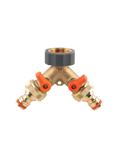 ROZDZIELACZ 2-DROŻNY GW 3/4"x GZ 3/4" MOSIĄDZ Z ZAWORAMI BRASS SOFT