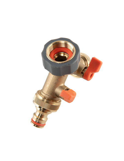 ROZDZIELACZ 2-DROŻNY GW 3/4"x GZ 3/4" MOSIĄDZ Z ZAWORAMI BRASS SOFT