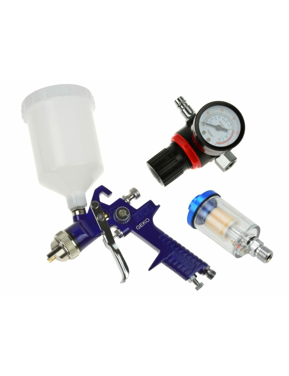 SILVER PISTOLET LAKIERNICZY Z GÓRNYM ZBIORNIKIEM Z MANOMETREM HVLP 1,4mm