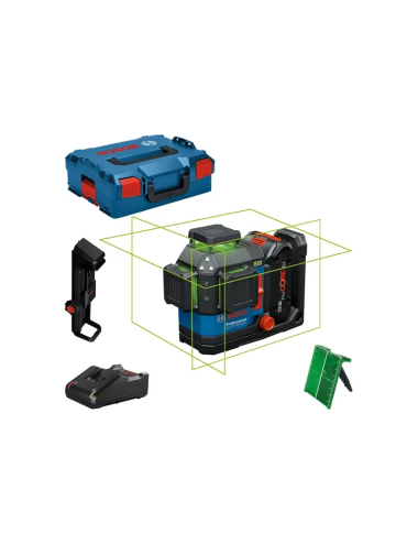 BOSCH LASER PŁASZCZYZNOWY GLL 18V-120-33 CG ZIELONY 1x4,0Ah +KLAMRA DK 20 +LB136