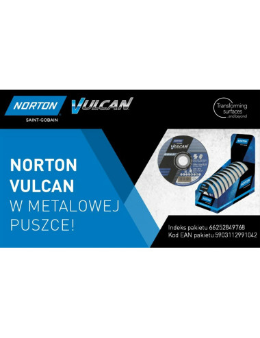 NORTON TARCZA VULCAN 125 x 1,0 10szt. PUSZKA METAL INOX