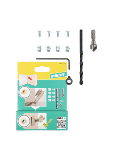 Zestaw naprawczy do zawiasów puszkowych po stronie korpusu 11 elementów 4657000 WOLFCRAFT