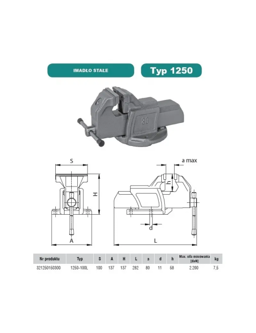 BISON-BIAL IMADŁO STAŁE 100mm TYP 1250-100