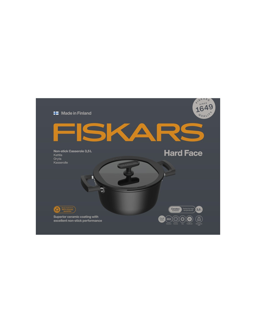 FISKARS GARNEK 5L Z POWŁOKĄ NIEPRZYWIERAJĄCĄ I Z POKRYWKĄ HARD FACE