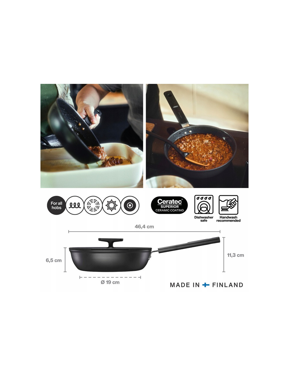 FISKARS PATELNIA SZEFA KUCHNI 24 CM (2,2 L) Z POWŁOKĄ NIEPRZYWIERAJĄCĄ I Z POKRYWKĄ HARD FACE