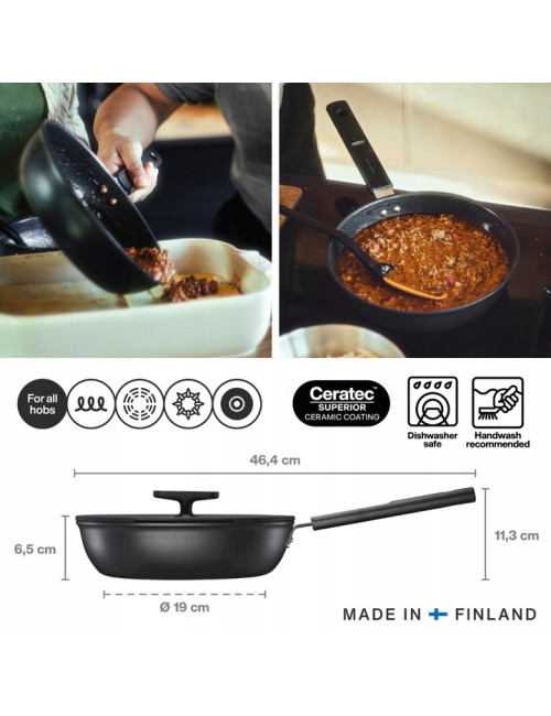 FISKARS PATELNIA SZEFA KUCHNI 24 CM (2,2 L) Z POWŁOKĄ NIEPRZYWIERAJĄCĄ I Z POKRYWKĄ HARD FACE