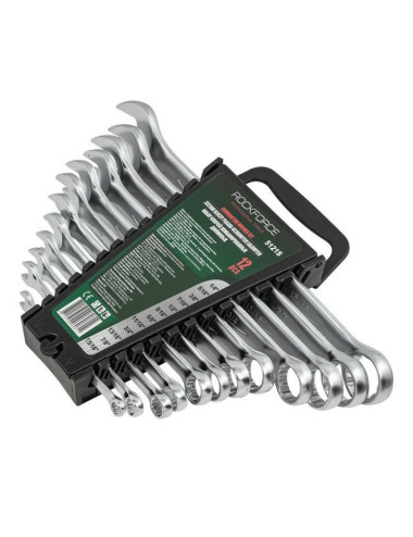 Rockforce Zestaw Kluczy Calowych Płasko-Oczkowych 12 el. | Stal CrV | DIN 3113