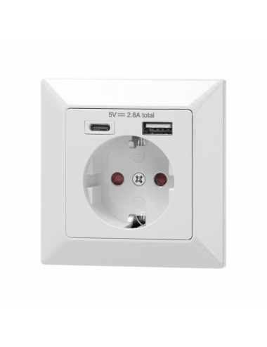 ORNO GNIAZDO POJEDYNCZE 2P + Z USB-A +