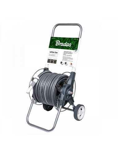 BĘBEN WÓZEK NA WĄŻ OGRODOWY ZESTAW 50mb 1/2" NA KOŁACH WHITE SILVER PLUS KARTA