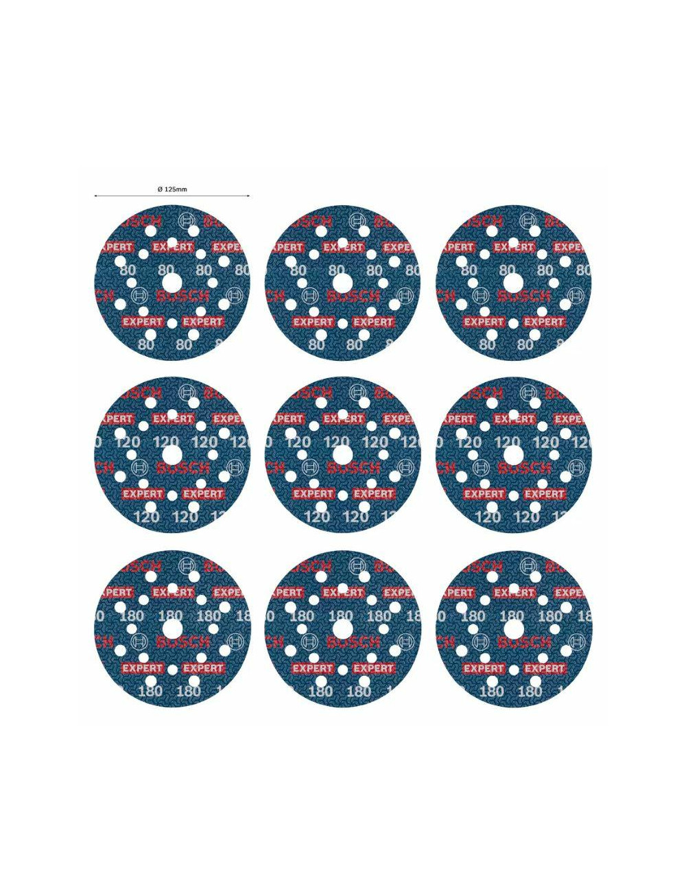 BOSCH FOLIA ŚCIERNA 125mm MIX 9szt.