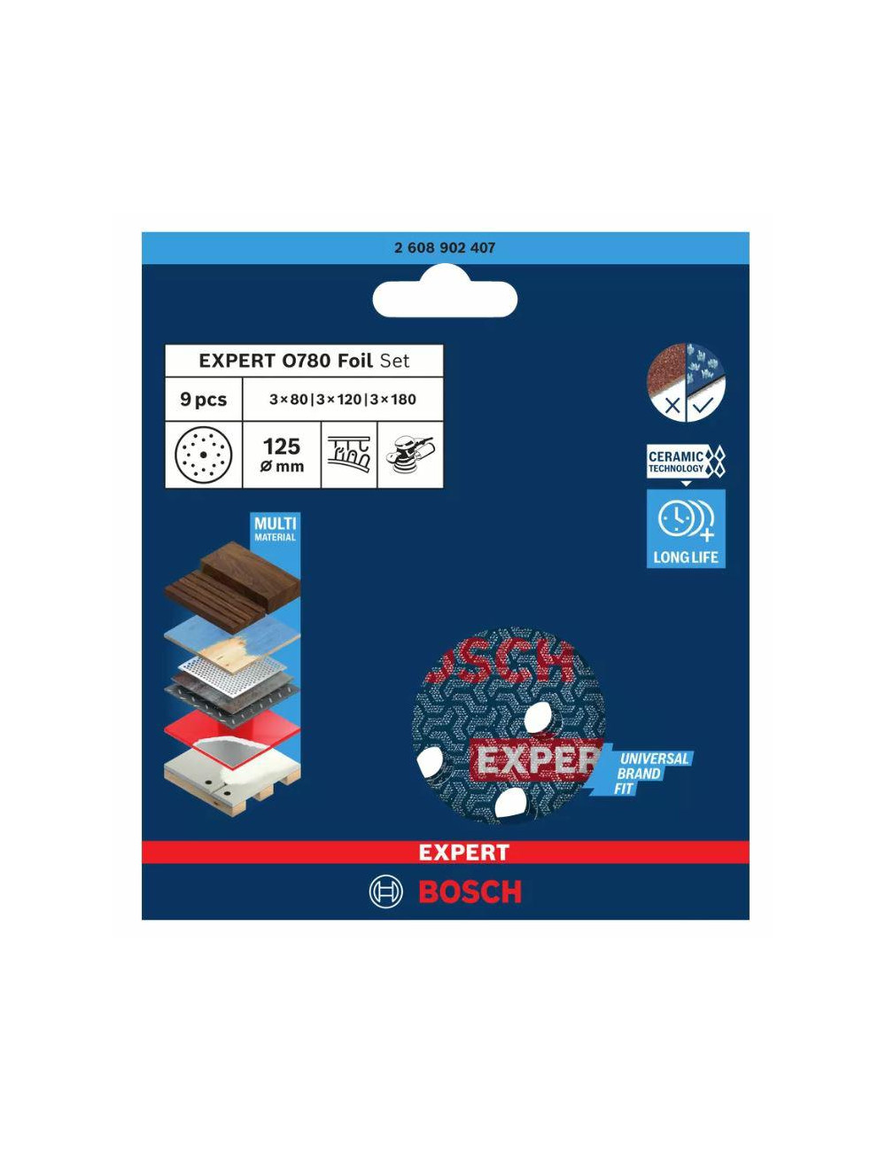 BOSCH FOLIA ŚCIERNA 125mm MIX 9szt.