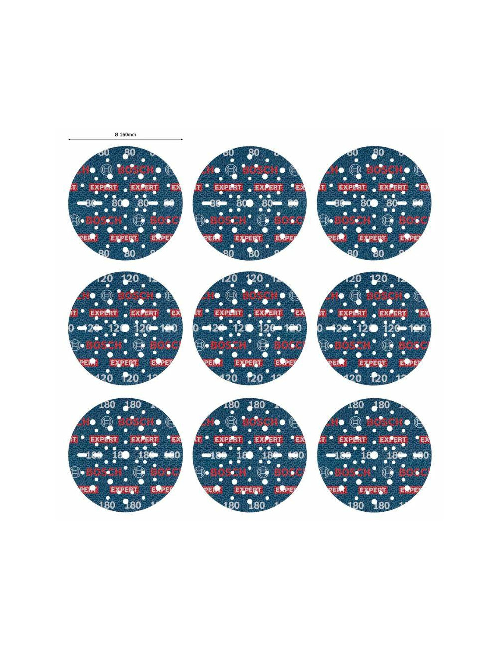 BOSCH FOLIA ŚCIERNA 150mm MIX 9szt.