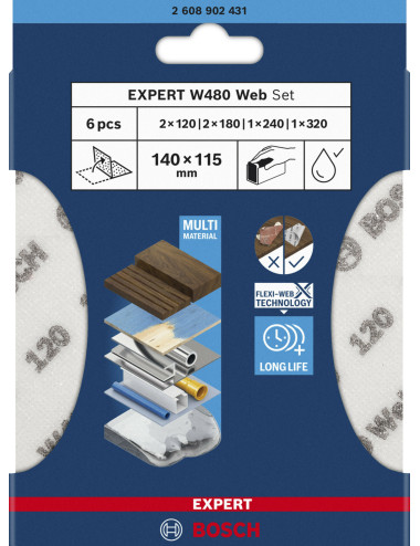 BOSCH ZESTAW 6 X GĄBKA ŚCIERNA MIX