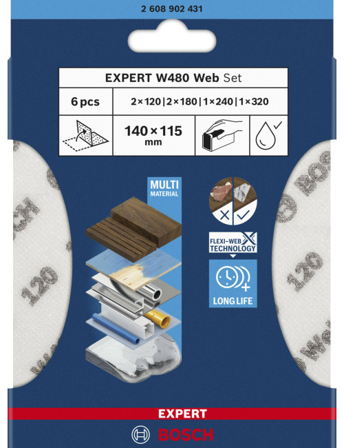 BOSCH ZESTAW 6 X GĄBKA ŚCIERNA MIX