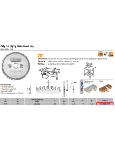 CMT PIŁA DO PŁYTY LAMINOWANEJ HM CMT