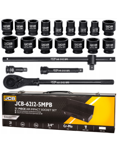 JCB NASADKI UDAROWE KOMPLET 21el.3/4" 6-KĄT. (17-50mm)