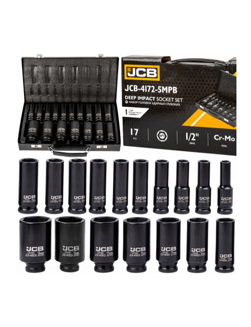 JCB NASADKI UDAROWE DŁUGIE KOMPLET 17el.1/2" 6-KĄT 10-36mm