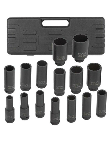 ROCKFORCE NASADKI UDAROWE DŁUGIE 12-K 15szt. 1/2" (10-36mm) WALIZKA