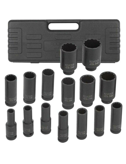 ROCKFORCE NASADKI UDAROWE DŁUGIE 12-K 15szt. 1/2" (10-36mm) WALIZKA