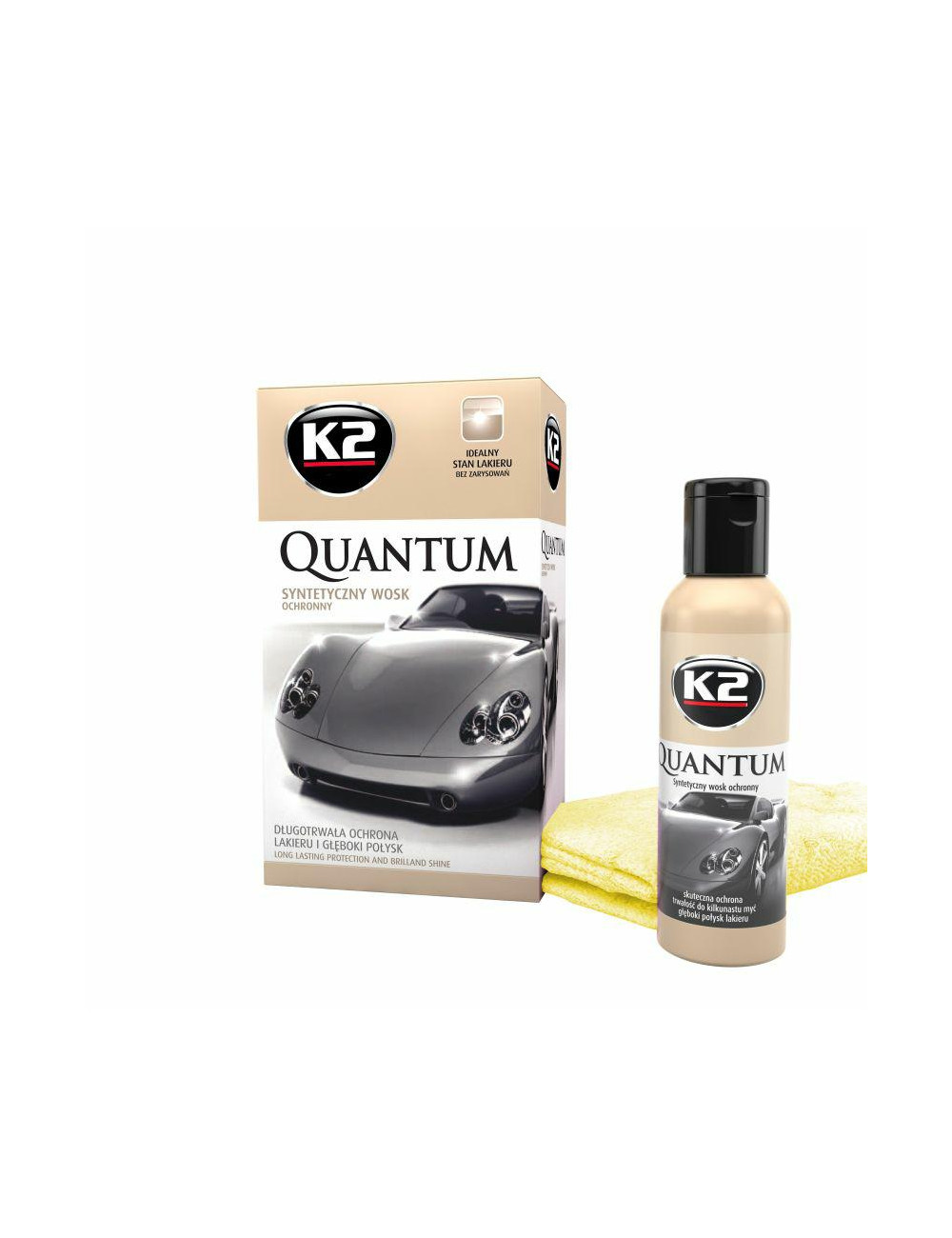 K2 WOSK OCHRONNY QUANTUM 140G + MIKROWŁÓKNO DO POLEROWANIA 40x40CM