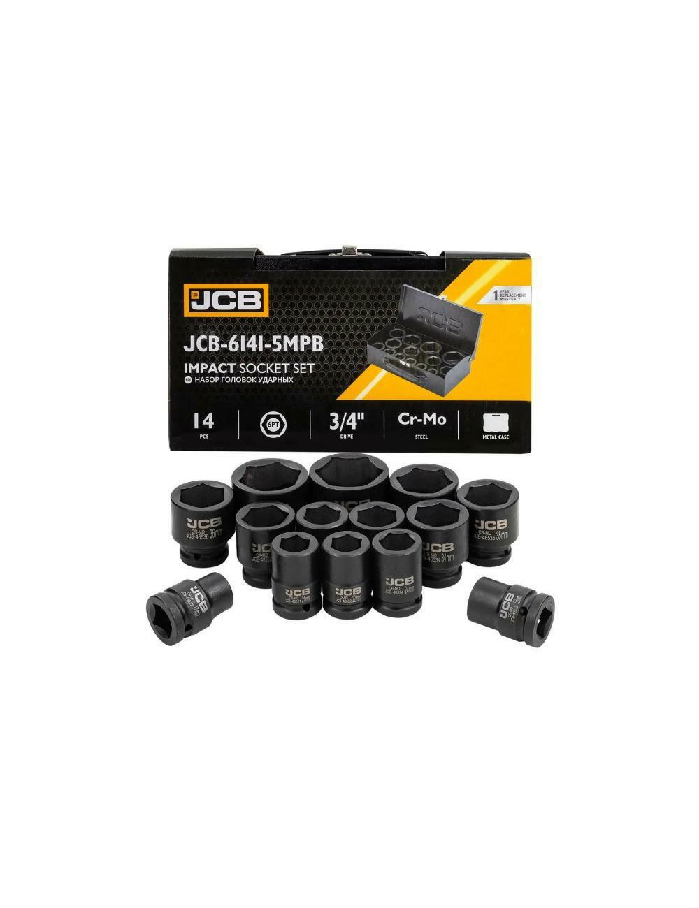 JCB NASADKI UDAROWE ZESTAW 14elementy 3/4" 6-KĄTNE (17-50mm)