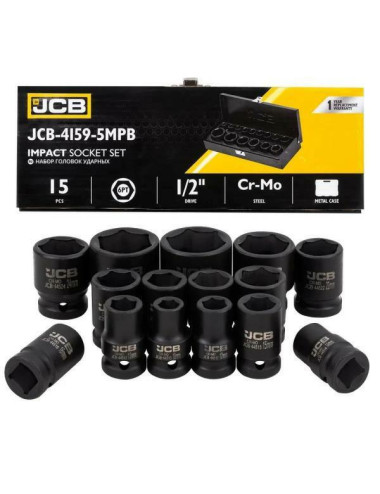 JCB NASADKI UDAROWE ZESTAW 15el.1/2" 6-KĄT 10-32mm