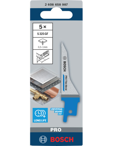 BOSCH BRZESZCZOT DO PIŁY SZABLASTEJ PRO THIN METAL S325GF 1,25 x 7 x 85mm 5szt.