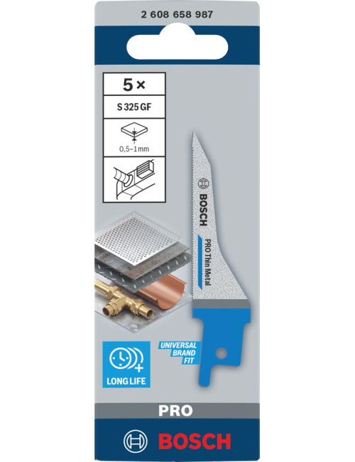 BOSCH BRZESZCZOT DO PIŁY SZABLASTEJ PRO THIN METAL S325GF 1,25 x 7 x 85mm 5szt.