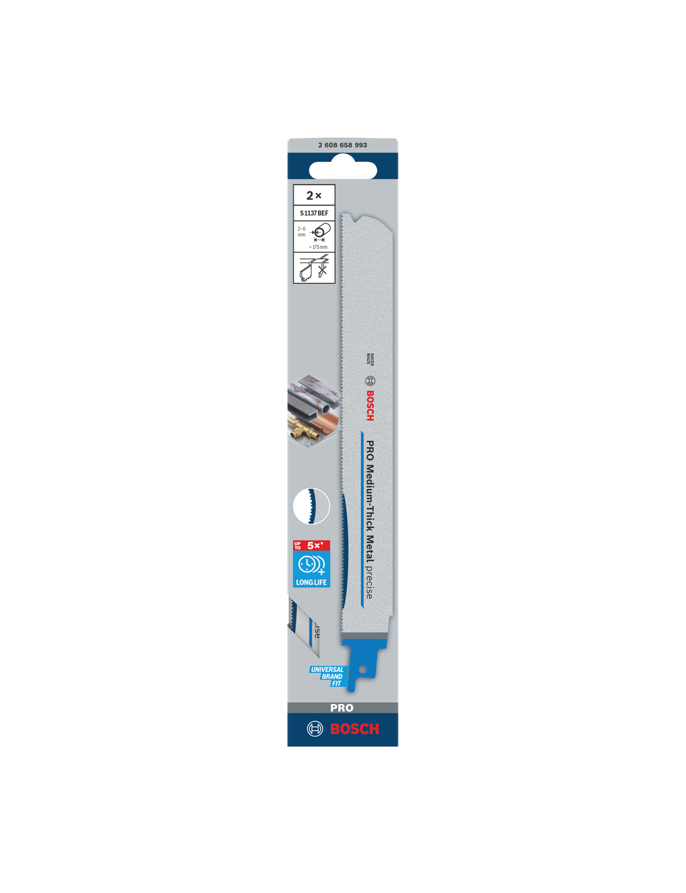 BOSCH BRZESZCZOT DO PIŁY SZABLASTEJ PRO MEDIUM-THICK METAL PRECISE S1137BEF 1,1 x 25 x 225mm 2szt.