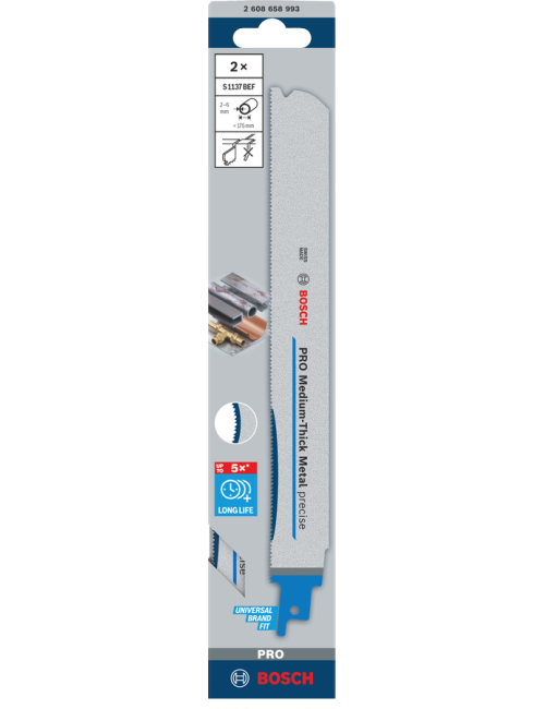 BOSCH BRZESZCZOT DO PIŁY SZABLASTEJ PRO MEDIUM-THICK METAL PRECISE S1137BEF 1,1 x 25 x 225mm 2szt.