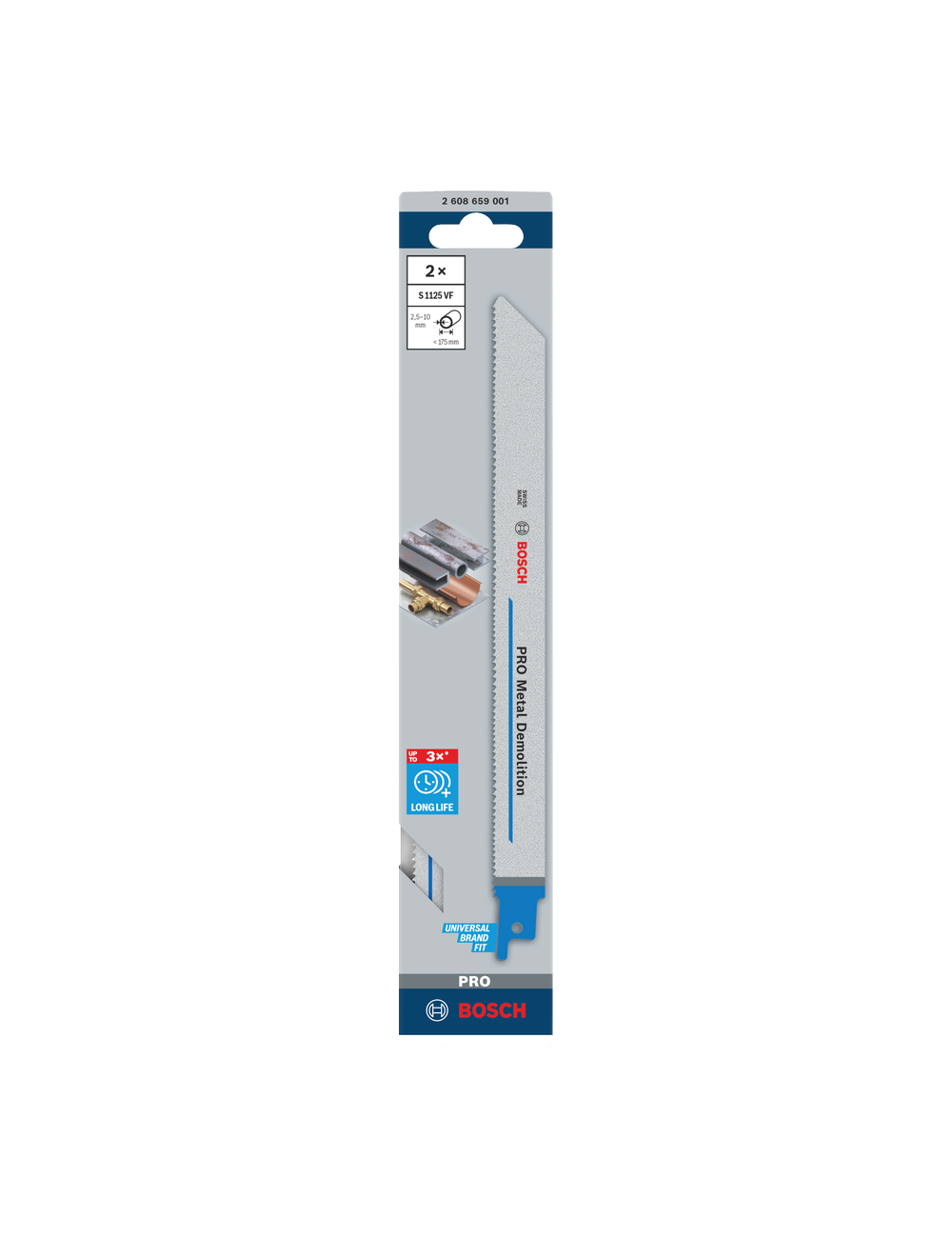BOSCH BRZESZCZOT DO PIŁY SZABLASTEJ PRO METAL DEMOLITION S1125VF 1,25 x 19 x 225mm 2szt.