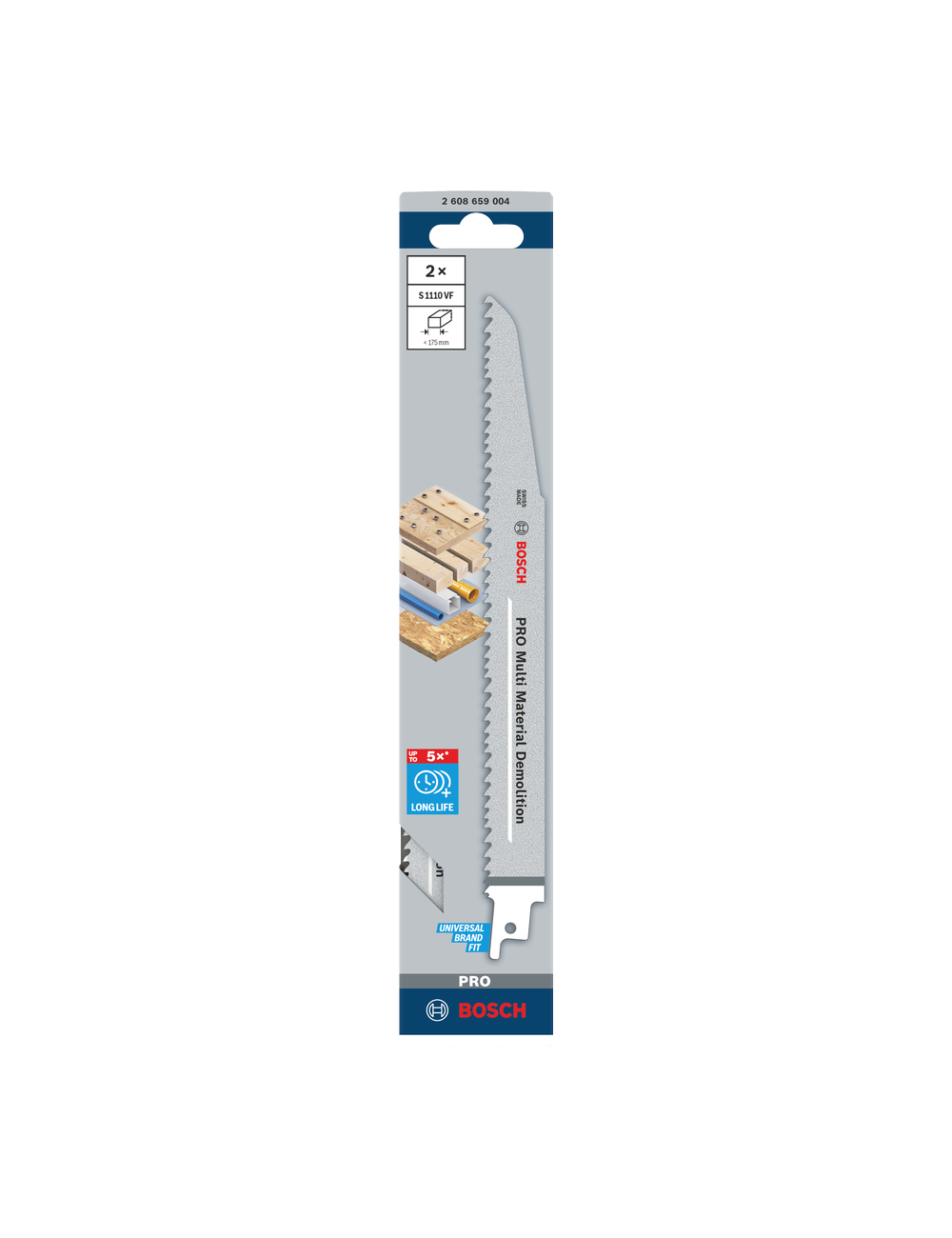 BOSCH 2 X BRZESZCZOT DO PIŁY SZABLASTEJ PRO MULTI MATERIAL DEMOLITION S1110VF 1,6 x 22 x 225mm