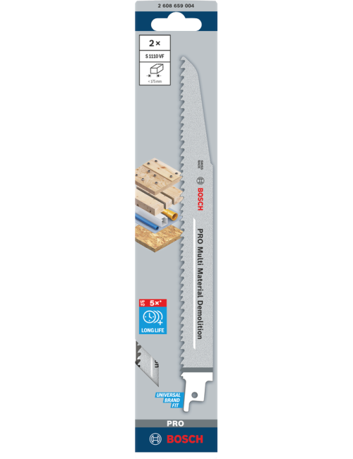 BOSCH 2 X BRZESZCZOT DO PIŁY SZABLASTEJ PRO MULTI MATERIAL DEMOLITION S1110VF 1,6 x 22 x 225mm